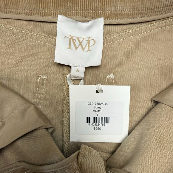 TWP Styles Two-Tone Corduroy Pants Camel Wide Leg Mid Rise Size 6 - Picture 9 of 14